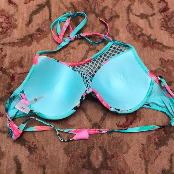 Shade & shore tropical floral net halter bikini - Picture 3 of 4